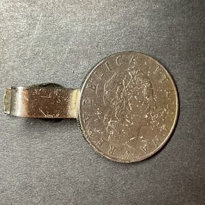COIN TIE BAR CLIP. ITALY coin. Foreign coin. Custom made jewelry. Vintage